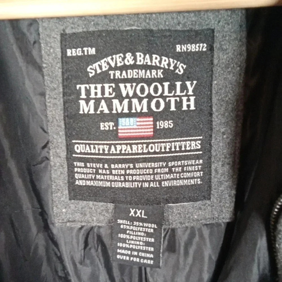 Steve & Barry's the wool mammoth jacket size gray plea coat 2X large  lined - Picture 5 of 6